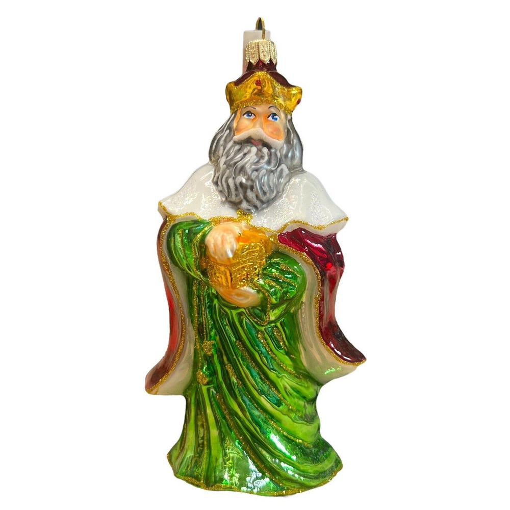 Glassware Art Studio Blown Glass Ornament Wise Man Hand painted‎ Poland NIB